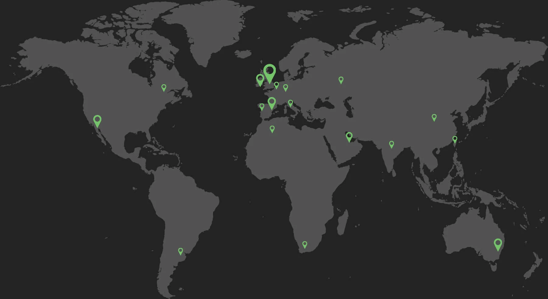 World map with markers